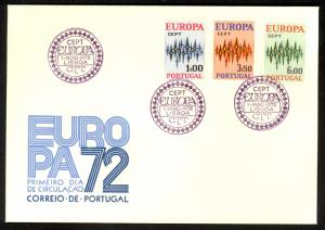 PORTUGAL 1972 EUROPA Set Sc 1141-1143 FDC