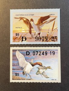 *Two Unused California Duck Stamps, 1980 (NH) and 1981 (no gum)