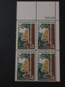 ​UNITED STATES-1958-SC#1122 FOREST CONSERVATION-MNH-IMPRINT PLATE BLOCK-VF