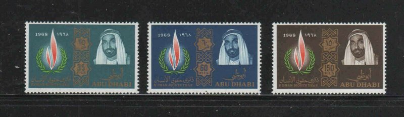 ABU DHABI #42-44  1968  INTERNATIONAL HUMAN RIGHTS YEAR   MINT VF NH  O.G