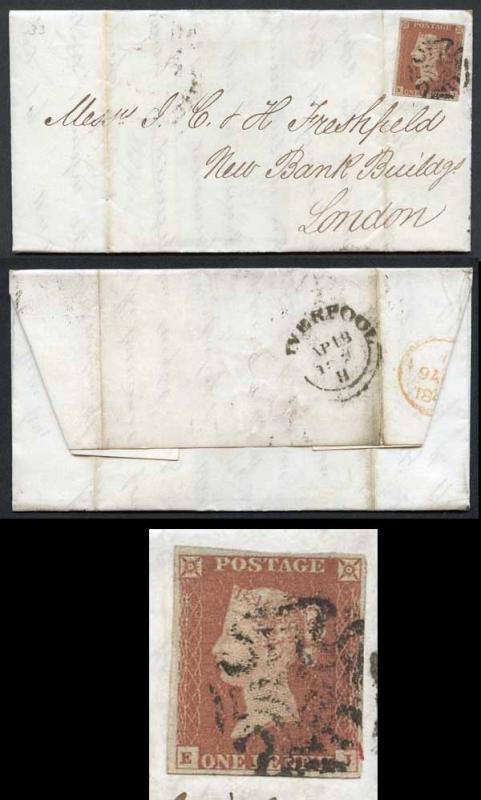 1841 Penny Red (EJ) Plate 33 on Cover