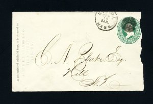 # U82 entire James F. Edwards & Co., Boston, MA to Hill, NH - 9-14-1870's