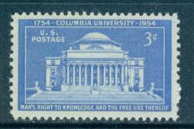 1029 3c Columbia University Just Clears MNH Plt/4 UR 24894 F08027