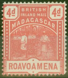 Madagascar 1895 4d Rose SG58 V.F Very Lightly Mtd Mint