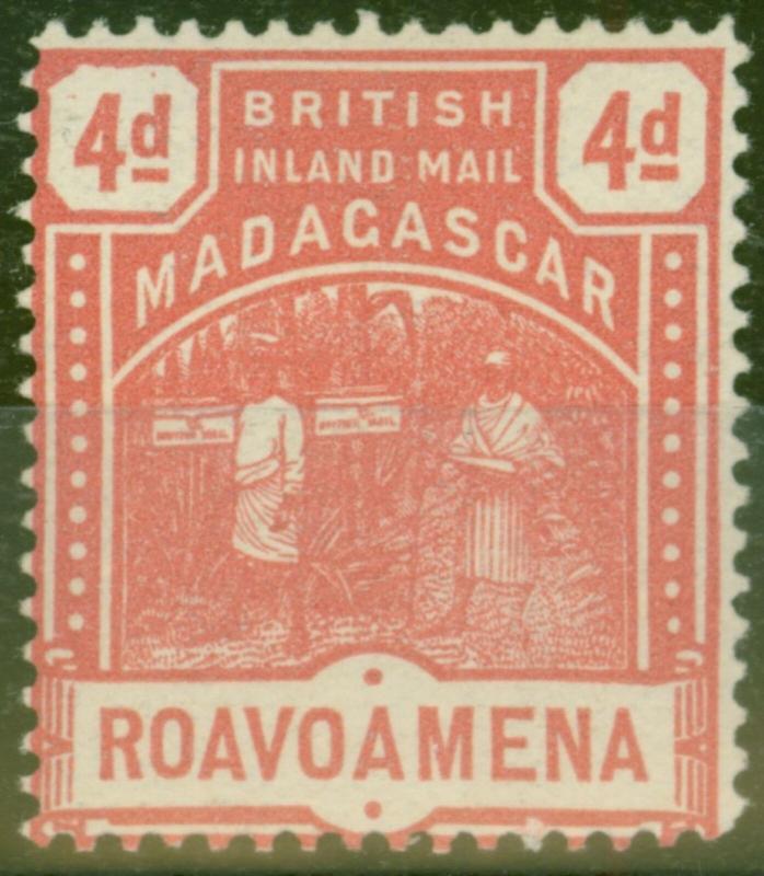 Madagascar 1895 4d Rose SG58 V.F Very Lightly Mtd Mint