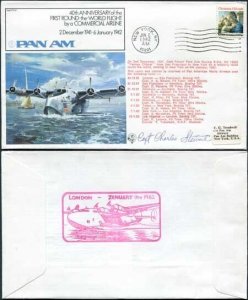 FF37b 1st Round the World Flight by Commercial Airline Signed Capt. Stewart