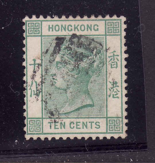 Hong Kong-Sc #43-used-10c green-QV-1882-1902-