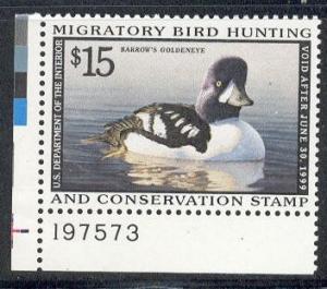 US Stamp #RW65 MNH BEAUTIFUL Barrow's Goldeneye PlateNbr.Sgl
