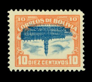 BOLIVIA 1916  Bolivian Parliament  10c  INVERTED CENTER  Scott # 116c mint MH