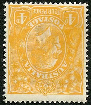 Australia SG22a 4d Orange wmk INVERTED M/M Cat 45 pounds