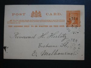 1899 Doncaster Australia postal stationery postcard cover to Melbourne