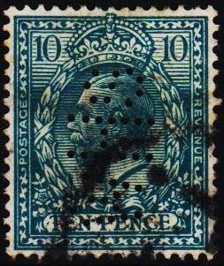 Great Britain. 1912 10d(Perfin WHS) S.G.394 Fine Used