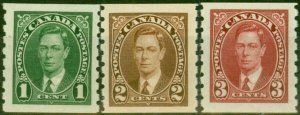 Canada 1937 Coil Set of 3 SG368-370 V.F MNH