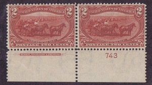 US 286 PAIR OG MNH IMPRINT PL # 743 2c FARMING IN THE WEST, 1898 WOW!