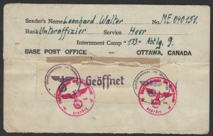 Canada German Prisoner of War (WWII) Cover with Traanslation!