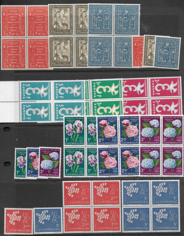 Luxembourg  334-9,341-3,351-3382-3 MNH cpl sets, see desc. 2020 CV $23.15