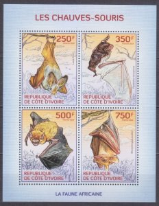 2014 Ivory Coast Cote d'Ivoire 1569-1572KL Fauna - The bats 8,50 €