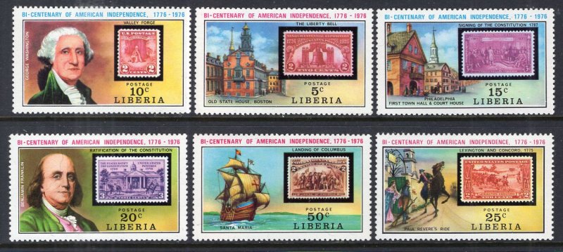 Liberia 703-708 Stamp on Stamp MNH VF