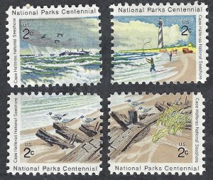 United States #1448-51 2¢ Cape Hatteras Nat'l Seashore (1972). 4 single...