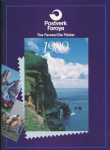 FAROE ISLANDS OFFICIAL 1989 YEAR BOOK WITH MINT STAMPS