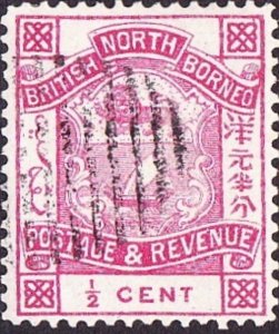 NORTH BORNEO 1889 1/2 Cents Magenta SG36 FU