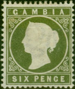 Gambia 1886 6d Yellowish Olive-Green SG32 Fine MM