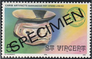 St. Vincent 1976 MNH Sc 479 5c Barrancoid Pot Stand SPECIMEN overprint