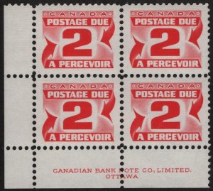 Canada SC#J29 2¢ Postage Due CBNC Inscription Block (1972) MNH