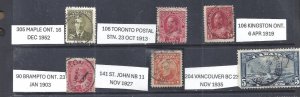 Canada 6 EARLY SOCKED-ON-NOSE DATED TOWN CANCELLATIONS BS28146