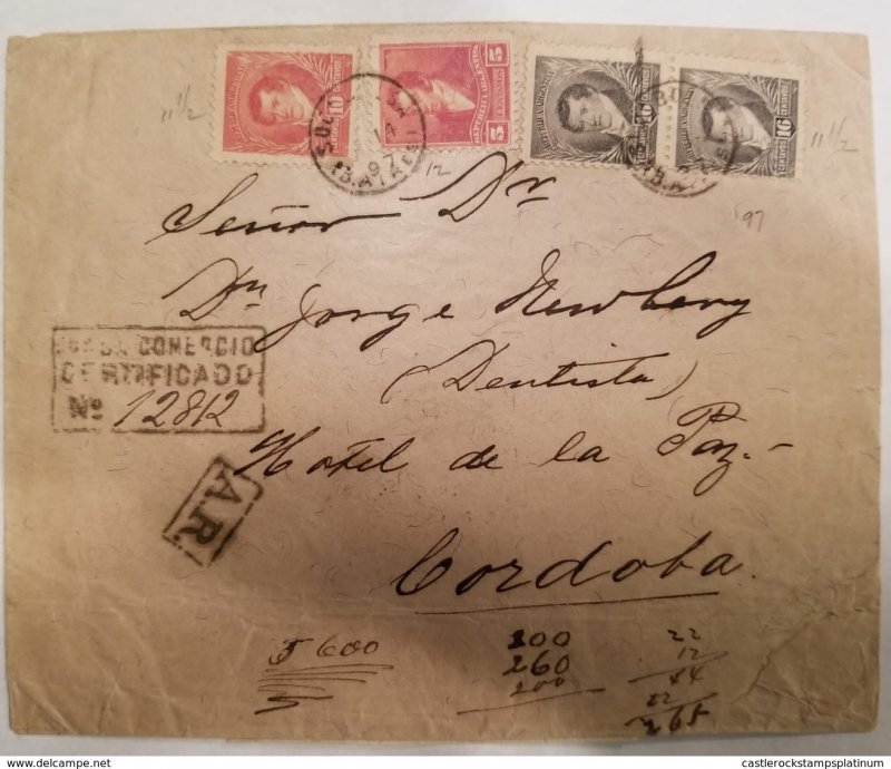 O) 1897 ARGENTINA, BELGRANO SC 113 16c, BELGRANO SC 110 5c,  A.R. CERTIFIED