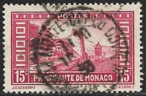 MONACO 1932-37 15c Old Watchtower Pictorial Sc 110 VFU