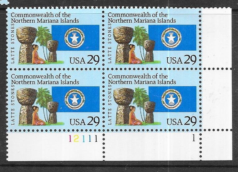 US#2804 $0.29 Northern Mariana Islands  Plate block of 4 (MNH) CV$3.25