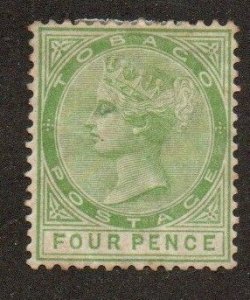 Tobago 10 Mint hinged.  Part gum