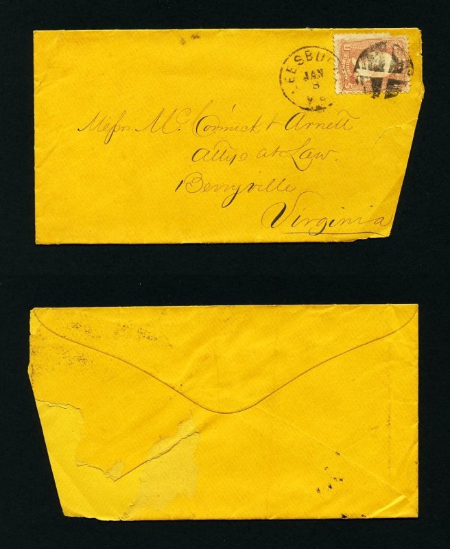 # 65 on cover from Leesburgh, VA, DPO, to Berryville, VA - 1-8-1860's