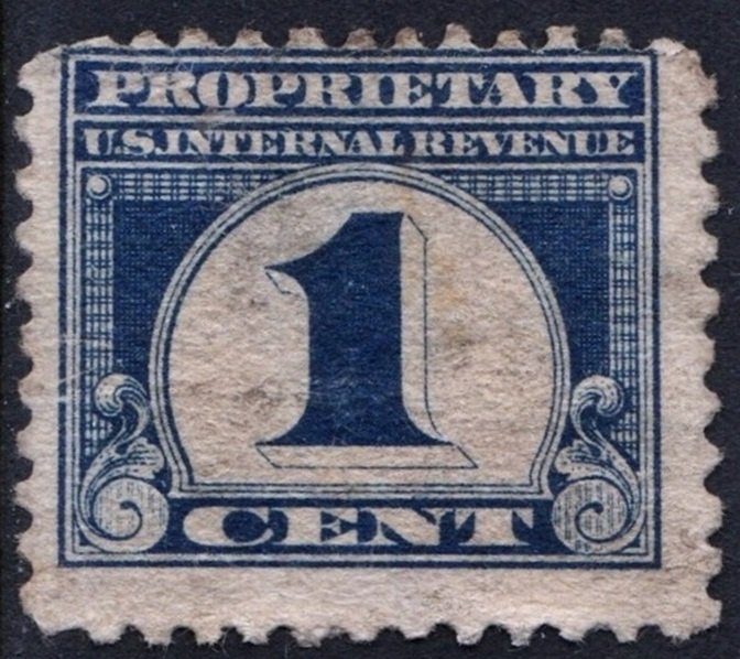 RB65 1¢ Proprietary Stamp (1919) Used