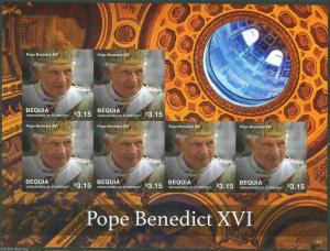 BEQUIA   2014 POPE BENEDICT XVI   SHEET  II  IMPERFORATE MINT NH