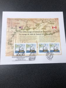 US 4074 Voyage Of Samuel De Champlain Souvenir Sheet First Day Of Issue 2006