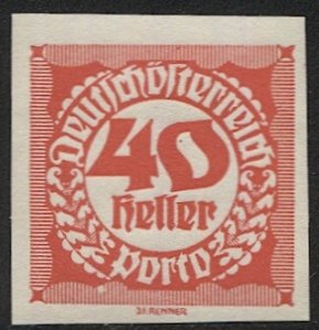 AUSTRIA 1921  40h  Imperf Postage Due Sc J99, Mint NH VF