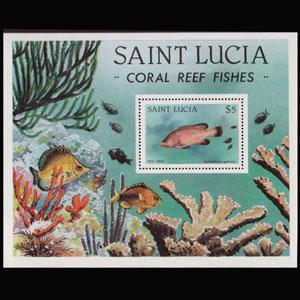 ST.LUCIA 1978 - Scott# 447 S/S Tropical Fish LH