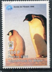 Niger 1998 BIRDS PENGUINS OCEAN YEAR SCOUT 1 value Perforated Mint (NH)