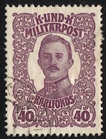 BOSNIA & HERZEGOVINA  Austria 1918 Sc B20 Used  VF 40h  Emperor Karl I