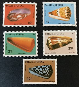 Wallis and Futuna 1983 #303-5,309-10 MNH. Shells