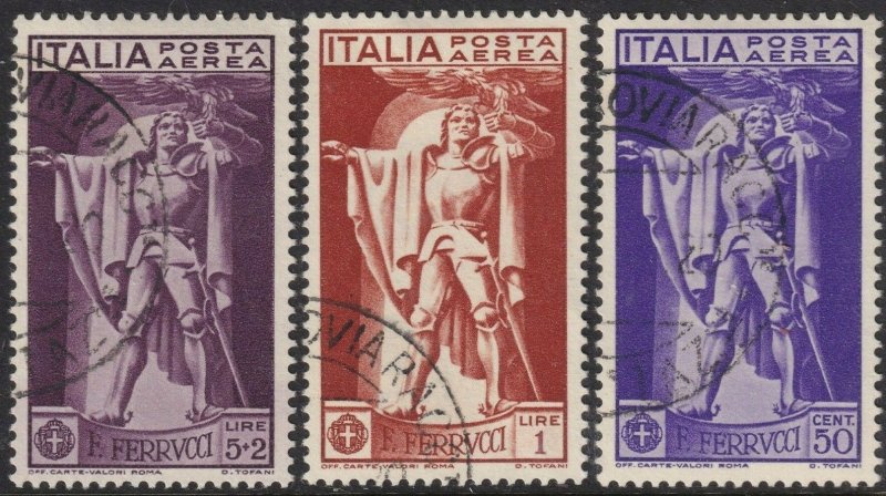 Sc# C20 / C22 Italy 1930 Ferrucci Type complete used airmail set CV $167.50