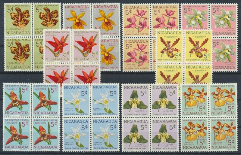 [I748] Nicaragua 1962  Flowers good set in bloc of 4 stamps very fine MNH