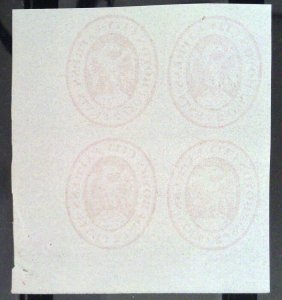 Scott #20Lx - C Forgery - Type X - 2c Orange-Red - Block of 4