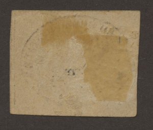 Roman States Scott 13 Unused HR - 1867 3c Black on Gray (Reprint) - SCV $1300.00