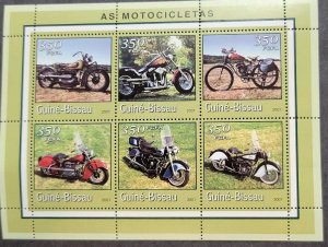 Guinea-Bissau MNH S/S Motorcycles 2001 6 Stamps