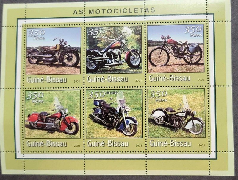 Guinea-Bissau MNH S/S Motorcycles 2001 6 Stamps