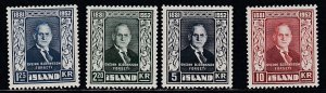 Iceland  # 274-277, President Bjornsson, Mint Hinged, 1/3 Cat.