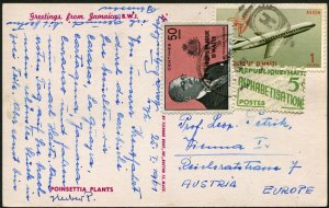 Haiti Port-au-Prince to Austria Airmail Postal Card 1961 Flowers Plants